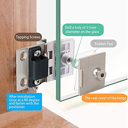 90 Degree Glass Door Pivot Hinge Kit Zinc Alloy Shower Hinge Glass Door Clamp Clip 2PCS with Screws,Adaptive 5-8mm - color: silver（A132-2PCS)