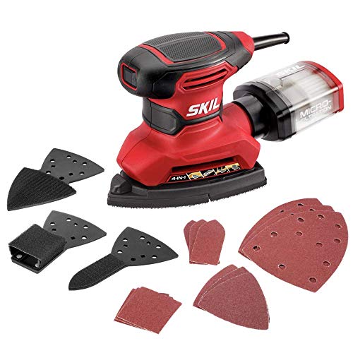 SKIL Corded Multi-Function Detail Sander with Micro-Filter Dust Box 3 Additional Attachments & 12pc Sanding Sheet- SR232301 - size: One Size, style: Multi-Function Detail Sander