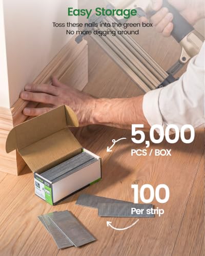meite 18 Gauge Brad Nails 1-Inch Length F25, Galvanized Finish Ideal for Upholstery, Trims, Woodworking 5,000 PCS/Box (1 Box) - size: 1 Inch, style: 1 Box