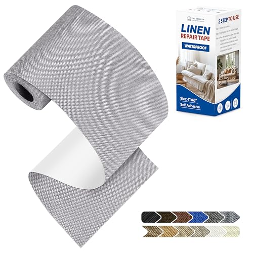 KING MOUNTAIN Linen Repair Patches, Self-Adhesive Fabric Patches, 4 X 63 inch Extra Size, Multi Color, Can be Used for Sofa Repair (Light Grey 3.0) - color: Light Grey 3.0, size: 4" Wx 63"L