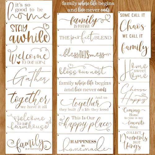20 Pcs Large Welcome for Painting on Wood,Reusable Farmhous Stencils for Wood Burning Walls Doormats Home Fabric Decor - color: Welcome(20Pcs)