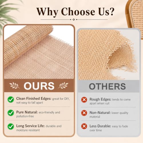 Reaeng Rattan Repair Kit for Chair Caning, Complete Furniture Restoration Kit with 15.7 x 39.4 Inch Cane Webbing Roll, Spline, 2 Caning Chisels and 8 Wooden Wedges - color: Style B