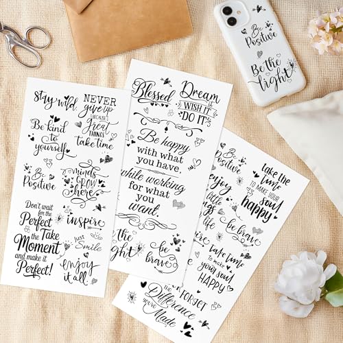 Joeyan 3 Sheets Rub On Transfers for Crafts and Furniture Inspirational Words Rub on Transfer Stickers Motivational Quote Decals for Wood Glass Metal Canvas Porcelain Plastic DIY Craft Home Decor - style: Inspirational Words
