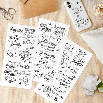 Joeyan 3 Sheets Rub On Transfers for Crafts and Furniture Inspirational Words Rub on Transfer Stickers Motivational Quote Decals for Wood Glass Metal Canvas Porcelain Plastic DIY Craft Home Decor - style: Inspirational Words