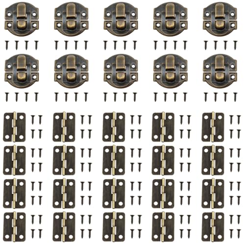 Bronze Duck Billed Latch Mini Small Hinges with Screws 30Pack
