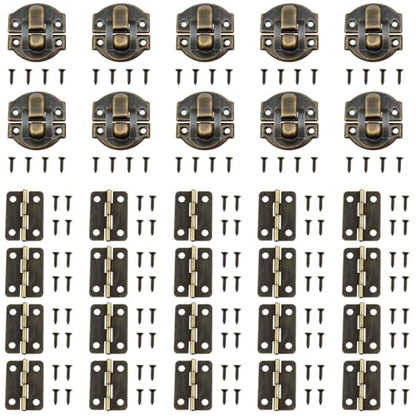 Bronze Duck Billed Latch Mini Small Hinges with Screws 30Pack