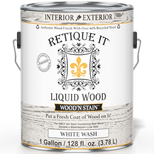 Retique It Wood'nStain - Liquid Wood Gel Stain Interior/Exterior (128 oz (Gallon), 99 White Wash) - color: 99 White Wash, size: 128 Fl Oz