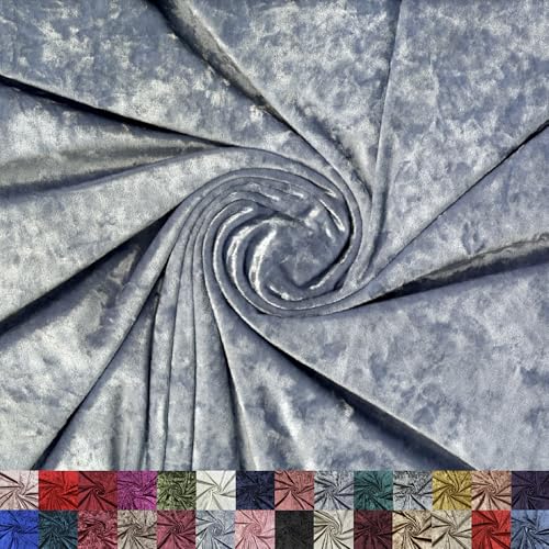 Panne Crushed Velvet Fabric by the Yard - 58/60" Wide Velvet Velour Cloth - Luxurious Fabric for Sewing Dresses, Upholstery & DIY Crafts - 97% Polyester 3% Spandex - Baby Blue - 2 Yards - color: Baby Blue, size: Precut 2 Yards