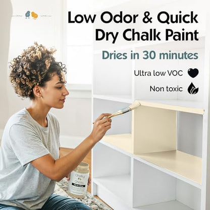 Chalky Chicks Cuppa Latte 4 Fl Oz Chalk Paint for Furniture All in One - color: Cuppa Latte (Tan), size: 4 Fl Oz (Pack of 1)