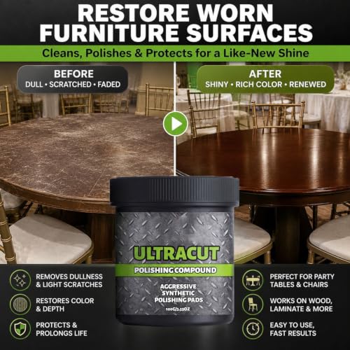 All-in-One Surface Restoration Polish with Pad, Multi-Surface Scratch Remover Compound, High Gloss Finish, Polish & Surface Protection, for Leather Wood Marble Metal Stone and More