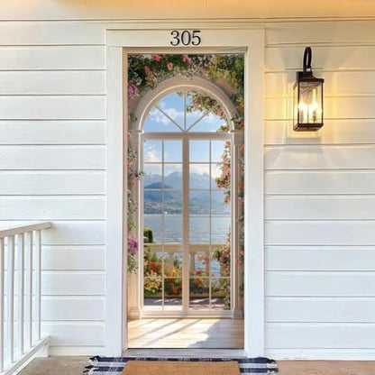 arricraft 2 Sheets Self-Adhesive Door Sticker, 80cmx200cm/31.5x78.7inch European Style Arch Windows Door Murals Stickers PVC Removable Wallpaper Decoration for Bedrooms Living Room - style: Arch Windows