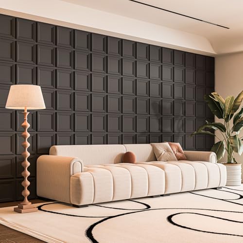 Art3d 33-Pack Accent 3D Textured Wall Panels, 11.8 x 11.8 in, Black - color: Black