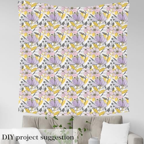 Feelyou Flower Botanical Fabric By The Yard Soft - color: Multi 19, size: 1 Yard