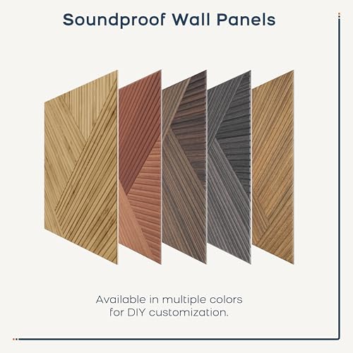 BUBOS 6 Pack Wood Wall Panel,23.6"x23.6" Peel and Stick Faux Acousitc Panel - color: Red Brown Walnut
