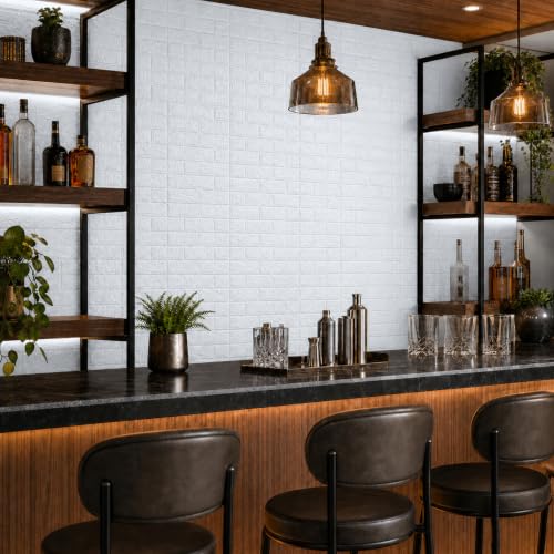 3D Wall Panels Peel and Stick Faux Foam Brick Wallpaper Covering - color: White, size: 20 Pcs