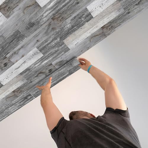 24 Pcs Peel and Stick Retro Wood Grain Pattern Vinyl Wall Stickers - style: JMBSDKCFT08