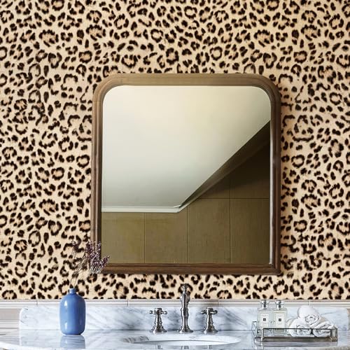 HueBurst Leopard Peel and Stick Wallpaper 17.3"x120" Cheetah Contact Paper Self Adhesive Brown Wallpaper Removable Waterproof Art DIY Wall Decor for Bedroom Living Room (14.4sq.ft.) - size: 17.3" x 120"