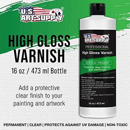 U.S. Art Supply 16oz Acrylic Sealer High Gloss Varnish for Acrylic Painting - size: 16-ounces