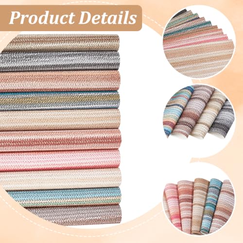 10 Colors 11.8 x 8.3 Inch Braided Texture PU Leather Sheets Soft Woven Leather Fabrics Waterproof Colorful Microfiber Leatherette Rolls for Crafts Handicraft DIY Projects ﻿Handbags Bows - style: woven pattern B
