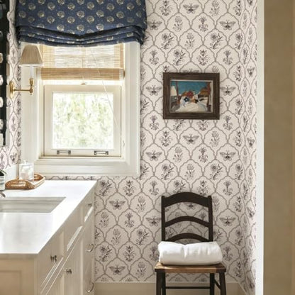 Jeweluck Floral Peel and Stick Wallpaper Butterfly Wallpaper 16.9”x118.1” - color: Brown