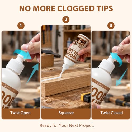 Wood Glue for Furniture Heavy Duty - 11.8OZ Waterproof Glue for Woodworking