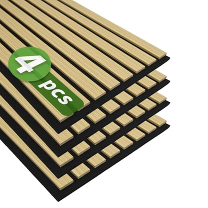 Art3d 12" x 93" Acoustic Wood Slat Wall Panel, 4pcs, 31 sq.ft, Oak - color: Oak, size: 12" x 93"