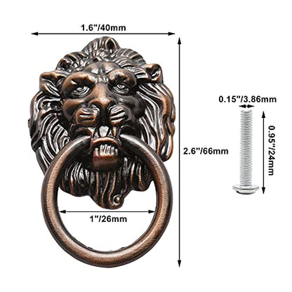 Murtenze Antique Lion Head Cabinet Knobs, Copper Tone, 12 Pieces - color: Copper, Lion