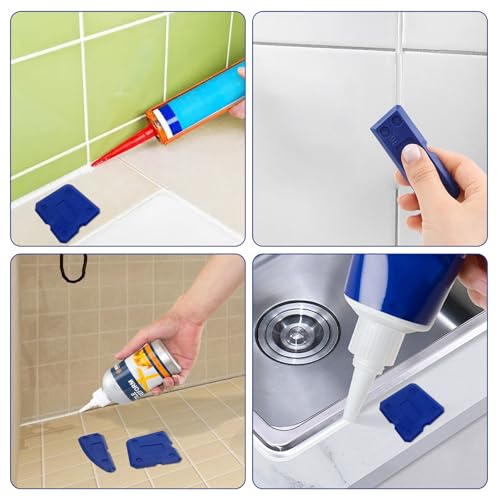 4Pcs Caulking Tools Kit, Silicone Joint Finishing Tools for Bathroom and Kitchen, Blue