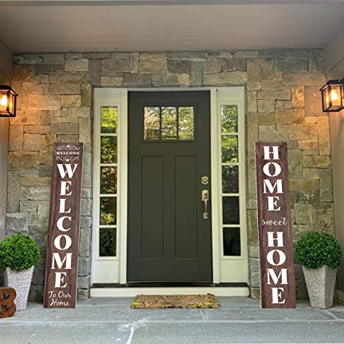 Welcome and Home Sweet Home Stencil - 18 Pack Large Vertical Welcome Home Sweet Home Sign Stencils Templates for Painting on Wood, Reusable Letter Stencils for Porch Signs & Front Door Decorations - style: Welcome and Home Sweet Home
