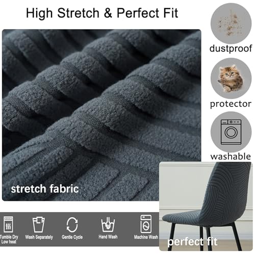 HAOYONG Modern Dining Chair Covers Printed Shell Chair Cover Lounge Armless Chair Cover Stretchable Slipcovers for Kitchen, Office, Dining Room and Living Room(Set of 2) - color: Dark Grey, size: 2 PCS