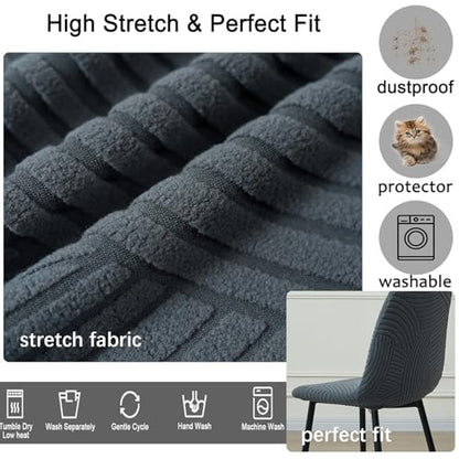 HAOYONG Modern Dining Chair Covers Printed Shell Chair Cover Lounge Armless Chair Cover Stretchable Slipcovers for Kitchen, Office, Dining Room and Living Room(Set of 2) - color: Dark Grey, size: 2 PCS