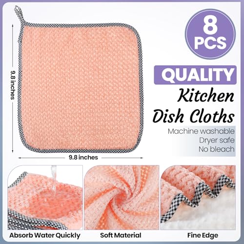 Hushee 24 Pcs Rubber Cleaning Gloves for Dishwashing Reusable Kitchen Household Gloves Bulk with Microfiber Cleaning Rags