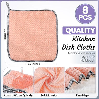 Hushee 24 Pcs Rubber Cleaning Gloves for Dishwashing Reusable Kitchen Household Gloves Bulk with Microfiber Cleaning Rags