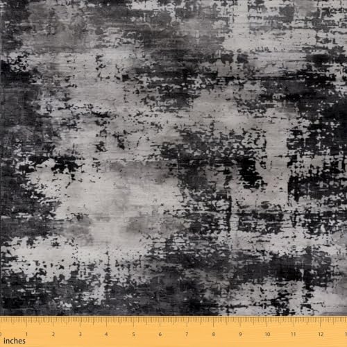 Erosebridal Modern Abstract Fabric by the Yard,Boho Trippy Black Grey - color: Black Grey, size: 1 Yard