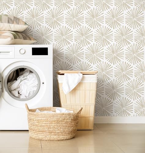 Safiyya Peel and Stick Wallpaper Modern Boho Contact Paper 196"x17.3" Beige Peel and Stick Wall Paper Removable Wallpaper for Bedroom Covering Vinyl Rolls - color: Beige, size: 17.3" x 196"