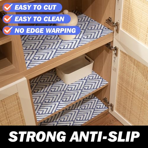 Quttisay Blue Shelf Liner for Kitchen Cabinets Non Adhesive 12in x 10ft - color: Blue Arrow, size: 11.8"W x 118.1"L