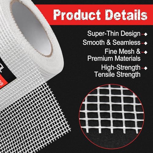 Single Roll Drywall Tape 6" Wide X 82 FT Heavy Duty Self-Adhesive Wall Crack and Seam Patch Fiber Mesh Crack Patch Wall Repair Fabric for Repairing Ceiling, Patching Up Holes