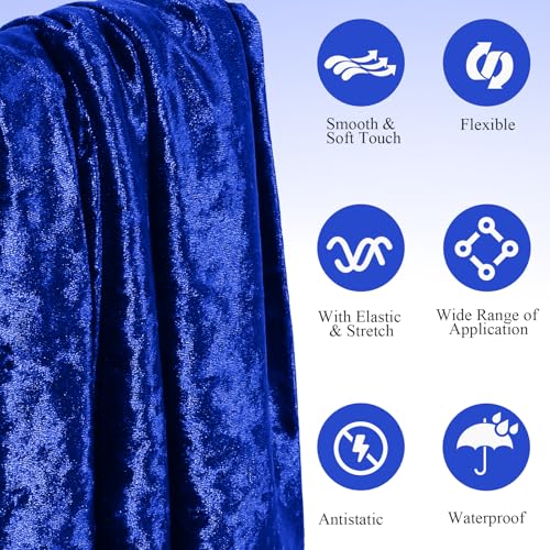 1 Yard 63" Wide Royal Blue Stretch Crushed Velvet Fabric - color: Royal Blue, size: 1 Yard