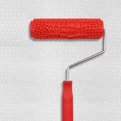 Patterned Paint Roller 7'', 3D Embossing Rubber Roller for Wall Decoration, DIY Pattern Texture Tools, Household Wall Painting (Crocodile Pattern)