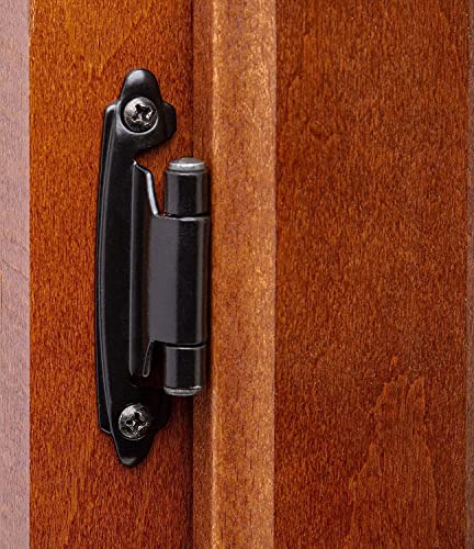 DecoBasics 3/8" Inset Cabinet Hinges Black (25 Pair -50 Pcs) Offset Self Closing Matte Black Cabinet Hinges for Kitchen Cabinets w/Bumpers & Upgraded Screws - color: Matte Black, size: 50 Pack
