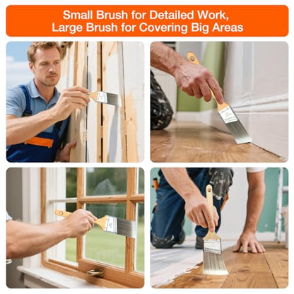 King Origin 10 Pack Angled Paint Brushes Set 1" 1.5" 2" 2.5" 3" - size: Multi-size, 10 Pack