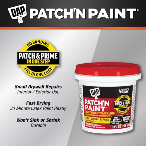 DAP Patch-N-Paint Lightweight Spackling, White, 8 Oz (7079801602)