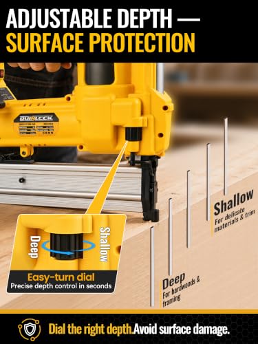 2-in-1 Brad Nailer Staple Gun for Dewalt 20V Battery, Tool only - color: Yellow