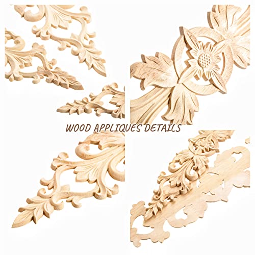 1Pc Wood Carved Appliques Long Wooden Carving Onlays Decals for Furniture - color: 1-Pack, size: 12.99" x 2.36"