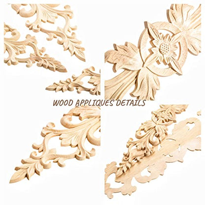 1Pc Wood Carved Appliques Long Wooden Carving Onlays Decals for Furniture - color: 1-Pack, size: 12.99" x 2.36"
