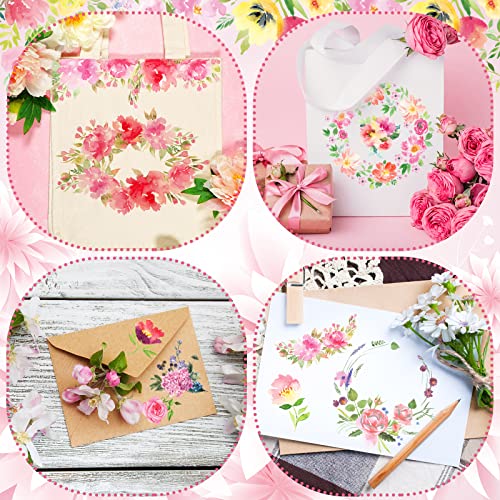 Frienda 24 Sheets Rub on Transfers for Crafts, Floral - style: Floral