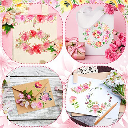 Frienda 24 Sheets Rub on Transfers for Crafts, Floral - style: Floral