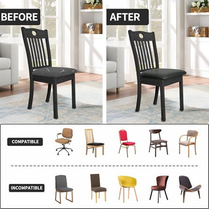 Easy-Going Waterproof PU Leather Seat Covers for Dining Room Chairs Set of 4, Dark Gray - color: Dark Gray