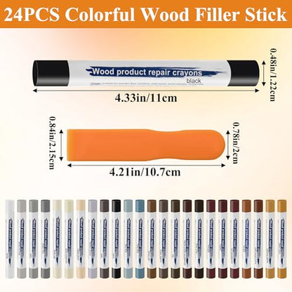 24P Wood Filler Stick, Wood Floor Furniture Repair Wax Sticks