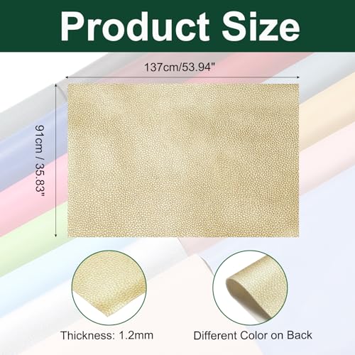 MECCANIXITY Faux Leather Fabric Sheets, 54x36 Inch Waterproof Solid Soft PU Synthetic Leather Sheet for Upholstery Replacement Renovate Furniture Bag Crafts DIY Sewings(Light Gold) - color: Light Gold